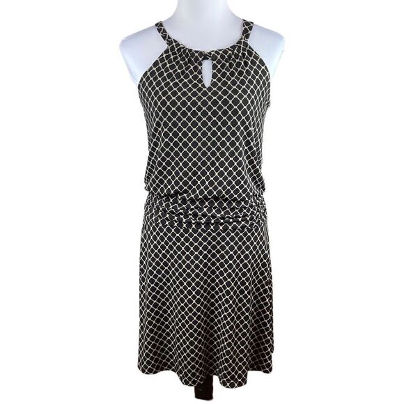 Enfocus Studio Black And Tan Halter Neck Fit And Flare Dress, Size 10 - Picture 1 of 7